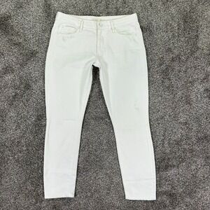 Mother The Looker Skinny Jeans Broken Mirror Wash White Denim Womens 26 USA Made